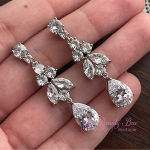 Silver Crystal Drop Earrings